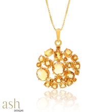 Load image into Gallery viewer, Starburst Halo Citrine Gemstone Pendant With Chain