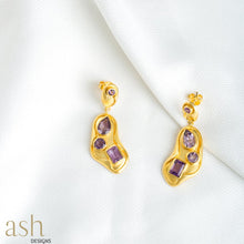 Load image into Gallery viewer, Amethyst Leaf Earrings
