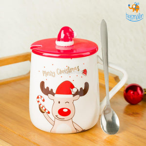 Christmas Mug With Lid & Spoon