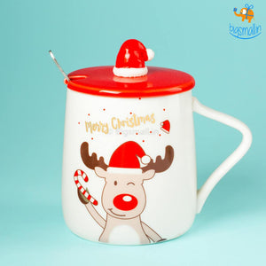 Christmas Mug With Lid & Spoon