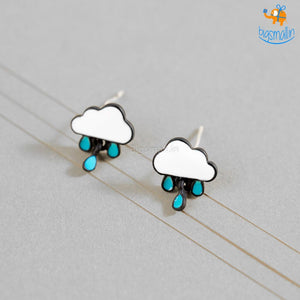 Cloudy Drops of Rain Studs