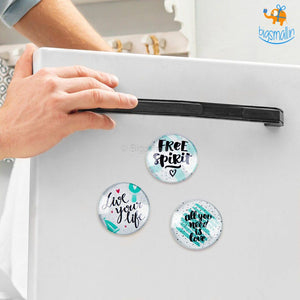 Free And Independent Crystal Glass Fridge Magnets- Set of 3