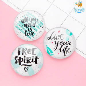 Free And Independent Crystal Glass Fridge Magnets- Set of 3