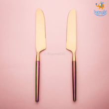 Load image into Gallery viewer, Holographic Golden Metallic Cutlery Set
