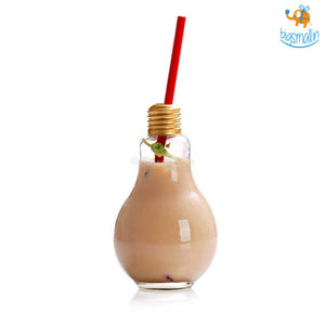 Bulb Shaped Glass with Straw