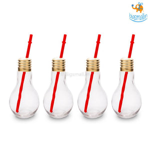 Bulb Shaped Glass with Straw